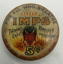 Antique LITTLE IMPS Devil Breath Throat Celluloid Advertising Tin Halloween picture