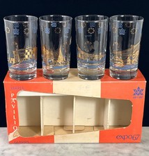 LOT OF 4 Expo 67 World's Fair Souvenir Drinking Glass Highball 1967 with Box picture