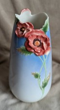 😊 Lovely Sculpted Perfect Franz Porcelain Poppy Vase, FZ00303, Immaculate 😊 picture