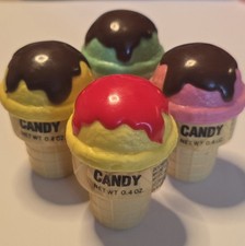 Lot of 4 Vintage 1980s Topps Ice Cream Cone Candy Containers Full Unopened picture