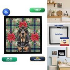 Caroline's Treasures Black Tan Bloodhound Christmas Poinsettias Framed Metal picture