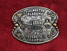 X~Treme Rodeo Champion☆All Around☆ TROPHY BUCKLE☆Livingston Alabama☆RARE☆849 picture