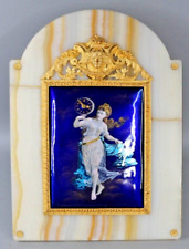 Timeless Elegance 1860's French Louis Table Clock in Alabaster and Blue Enamel picture