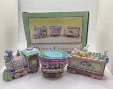 VTG Windsor Collection 3 Piece Resin Easter Bunny Train Decoration New in Box picture
