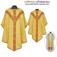 NEW Yellow Gold Pugin Style Gothic Vestment & Stole Set, Pugin Style Chasubles picture