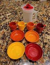 Vtg. Tupperware Mini-Serve-It,  Children’s Play Dishes Pitcher Bowls USA picture
