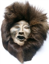 Raku Pottery Mask IRA Merrill Wolverine Ruff Alaska 17