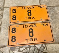 1964 IOWA Truck Low # 8, Union County 88 Pair License Plates picture