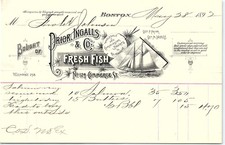 1895 Boston Fresh Fish Dealer Billhead w/ Ship Logo picture