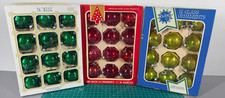 Vintage Coby Glass Ball Lot of 3 Green Red Christmas Ornaments Made In Box USA picture