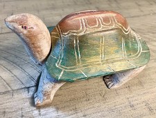 Vintage Hand Carved Wooden Turtle Trinket Box Removable Shell Lid Stash Box picture