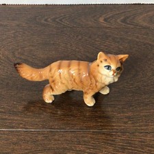 Vintage Bone China Orange Tabby Stripe Kitty Cat Miniature Figurine 2