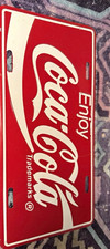 Vintage Coca-Cola Enjoy Coca-Cola Soda Advertising Sign, Red & White picture