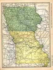 1901 Antique Iowa & Missouri Railroad Map Vintage Railway Map 1272 picture