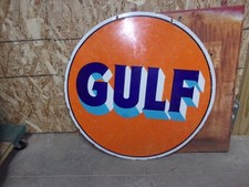 Vintage gulf 30in porcelain sign double sided- not a repop picture
