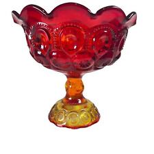 L E Smith Vintage Victorian Amberina Carnival Glass Compote Bowl Amber Red Fruit picture