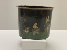 VTG Toleware Hand Painted Pencil Holder Anthropomorphic Rabbits Oval COLLECTORS picture
