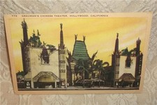 VINTAGE GRAUMAN'S CHINESE THEATER HOLLYWOOD PENNY POSTCARD MOVIE PREMIERES STARS picture