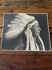 Vintage Native American Chief Portrait Photograph Cheyenne Arapaho El Reno Photo picture