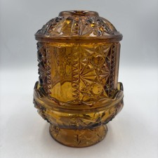 VTG Indiana Glass Amber Stars & Bars ~6.5