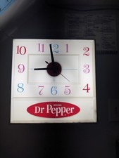 Vintage Dr Pepper Soda Advertising Wall Clock Square glass work and looks great picture