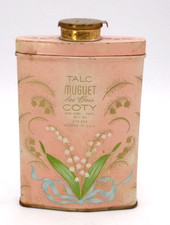 Vintage Coty Muguet des Bois Talc Tin w/ Contents Art Deco Vanity picture