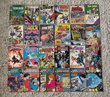 24 Vintage Marvel DC Comics Lot Superman Hulk Thor Iron Man Wolverine Flash picture