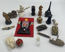 World Traveling Mans Junk Drawer Trinket Lot Chalkware, Die cast Tanks, Antique picture