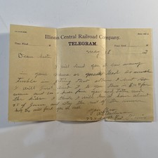 1907 Illinois Central Railroad Telegram Handwritten Letter East St Louis picture