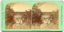 West Dummerston Vermont Covered Bridge & Waterfall 1870s Stereoview Photo picture