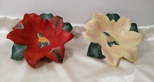 Candle Holder Partylite Poinsettia Christmas Set of 2 EUC picture