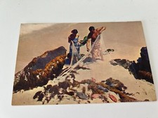 Hawaiian Net Fisherman South Pacific Waters Fish Catch Postcard picture