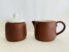 Vintage 1970s Wellfleet Pottery Umber Sugar & Creamer Set By Trevor Glucksman picture