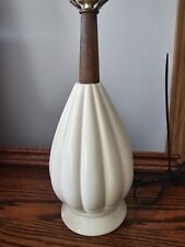 Vtg Mid Century Modern Ceramic & Wood Genie Teardrop Table Lamp picture