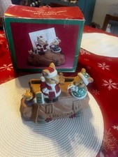 Vintage Ceramic Christmas Card Mail Holder Mr. & Mrs. Santa Mice picture