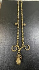 Amazing Strand of Antique Baule Brass Beads 32” With Bells Nice Patina Rare Find picture