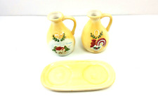 Russ Berrie Oil and Vinegar Cruet Set with Tray Dispenser Ceramic Hand Painted picture