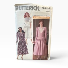 Butterick Sewing Pattern 4462 Misses Size 6-8-10 1980s Drop Waist Dress Uncut FF picture
