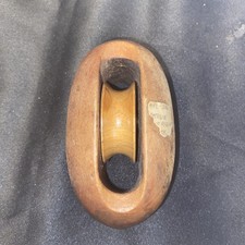 ANTIQUE CA 1890S WOODEN SINGLE SHEAVE YACHT PULLEY / MARITIME BLOCK picture