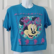 Vintage 1980's WALT DISNEY CO Minnie Mouse Crop T-Shirt Size M - ALLISON Mfg USA picture