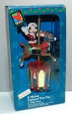 Vintage 1997 Disney Mickey Mouse/Reindeer Carousel Tree Top Topper WORKS picture