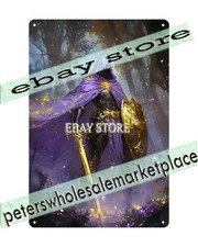 Golden Sentinel Tin Sign Fantasy Warrior Vigil metal wall plaque picture