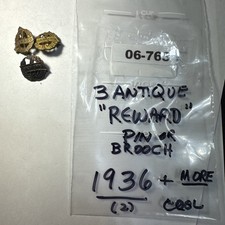 Lot of 3 Antique Reward Pin/Brooches 1936 + 1938 + Undated 06-763 picture