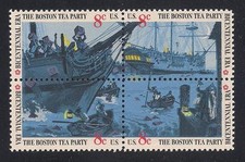 BOSTON TEA PARTY - AMERICAN REVOLUTION - SET OF 4 U.S. STAMPS - MINT CONDITION picture