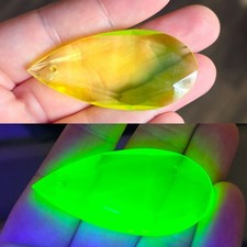 Vaseline Glass Chandelier Crystal Uranium Glass Prism Drop picture