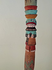 Vintage Hopi Totem Kachina Walking Staff stick ..4 ft. 9 