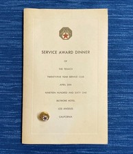 Vintage Texaco 14k Gold Diamond 25 Year Service Award Pin + 1961 Award Program picture