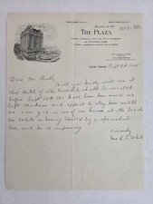 1925 antique THE PLAZA HOTEL new york city ny LETTERHEAD Fred Sterry John D Owen picture