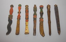 Rare Nice Set 7P Tibet 19th Century Old Antique Buddhist Wood Ritual Implements picture