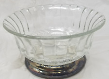 Sunburst Pedestal Bowl Crystal Silverplate Beaded Small Vintage picture